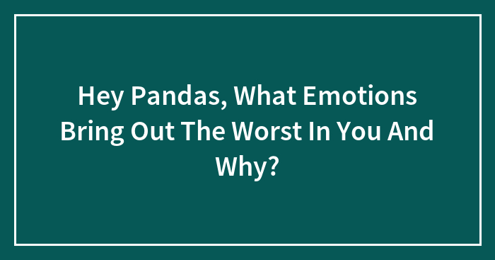 Hey Pandas, What Emotions Bring Out The Worst In You And Why? (Closed)