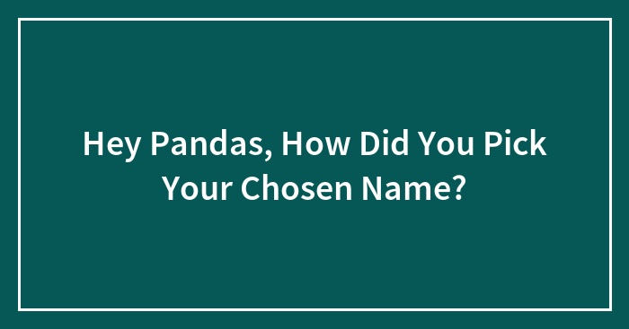 Hey Pandas, How Did You Pick Your Chosen Name? (Closed)