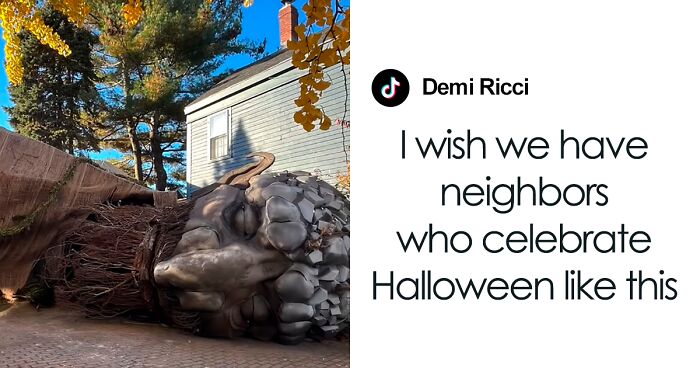 Architect Dad Builds A Huge Fallen Troll In His Driveway For Halloween