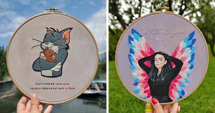 I Experimented With Embroidery And Paint To Create Unique Artworks (25 Pics)