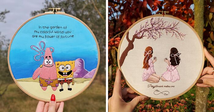 I Started Creating Art Pieces By Combining Embroidery With Paint (25 Pics)