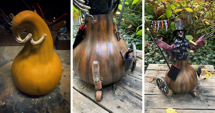 By Sculpting, Sewing And Painting, I Transformed A Fake Gourd Into A Magical Halloween Character (19 Pics)