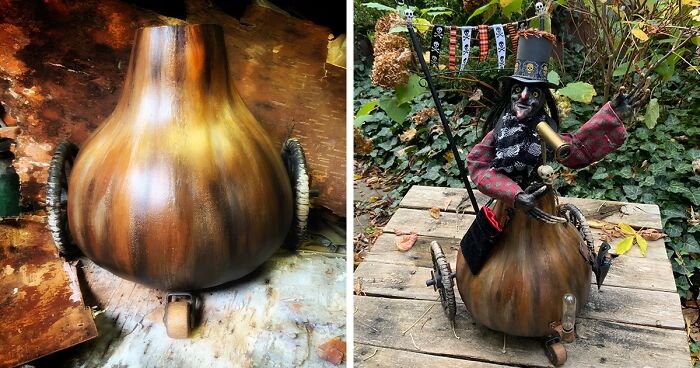 How I Turned A Fake Pumpkin Into A Whimsical Halloween Character (19 Pics)