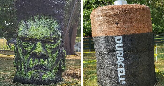 Every Year, I Create Giant Hay Bale Art For A Local Non-Profit's Annual Halloween Event (8 New Pics)