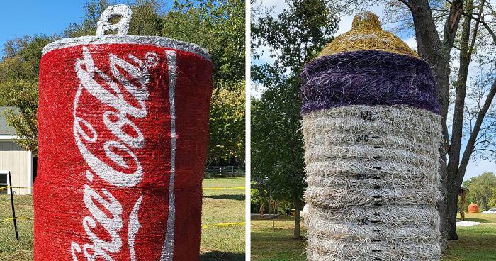 Every Year, I Create Giant Hay Bale Art For A Local Non-Profit's Annual Halloween Event (8 New Pics)