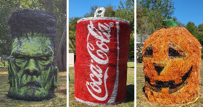 Every Year, I Create Giant Hay Bale Art For A Local Non-Profit's Annual Halloween Event (8 New Pics)