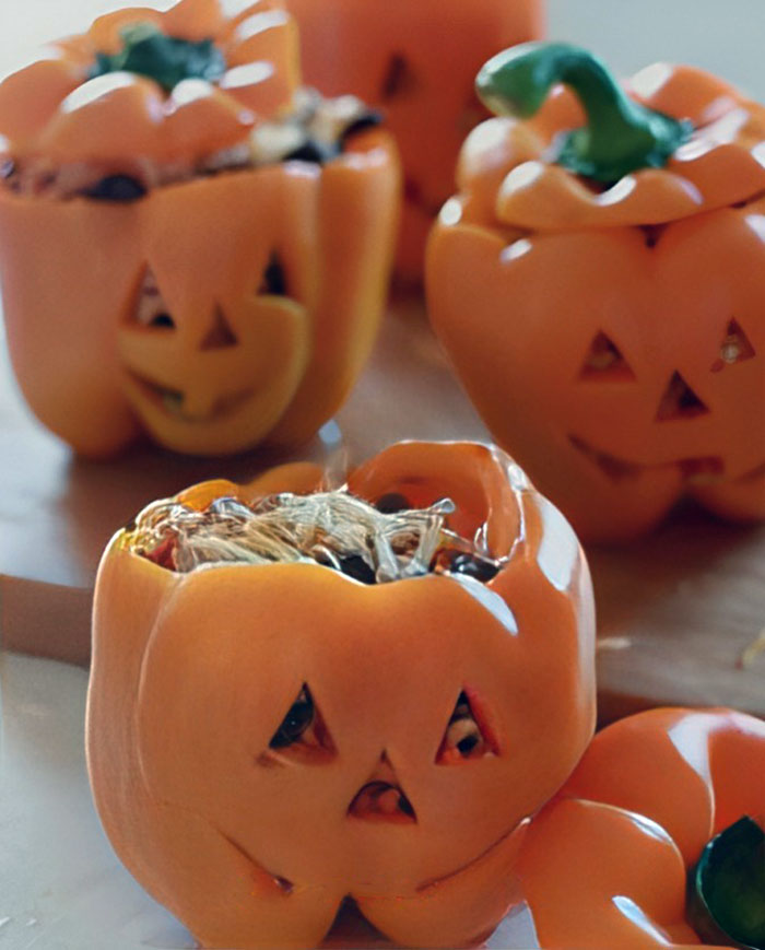 Shredded Chicken And Rice Stuffed Peppers