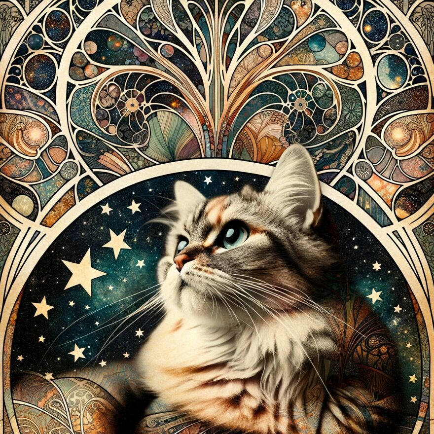 Art Nouveau Tabby Cat