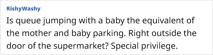 "[Am I Being Unreasonable] To Think That It's OK To Jump The Queue When With An Infant?"