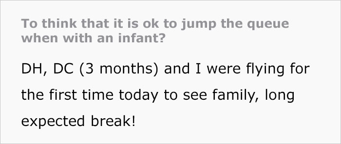 "[Am I Being Unreasonable] To Think That It's OK To Jump The Queue When With An Infant?"