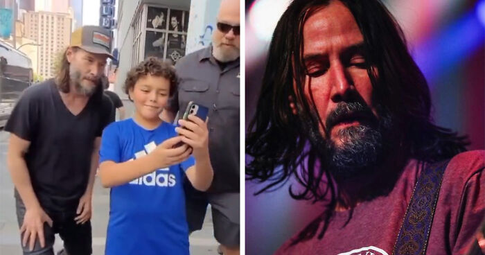 Keanu Reeves Captured Playing Catch With A 9 Y.O. Fan Before His Concert