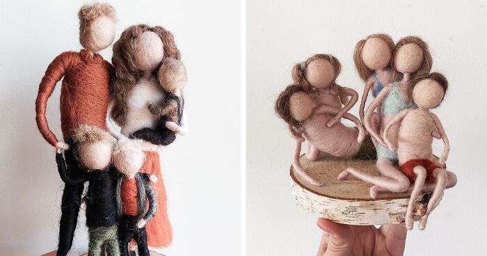 20 Handmade Figurines I Created From Wool To Celebrate People's Special Moments