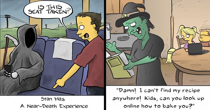 55 Halloween-Themed Comics That Tell The Joke In A Single Panel, By Nate Fakes