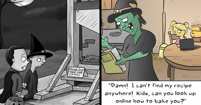 This Comics Artist Makes People Laugh With Single-Panel Jokes, And Here's The Halloween Edition (50 Pics)