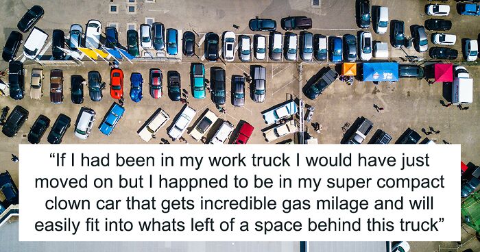 Guy Boxes In A Truck That Parked In 4 Spots, Sees The Owner Furious, Grabs Lunch To Extend It