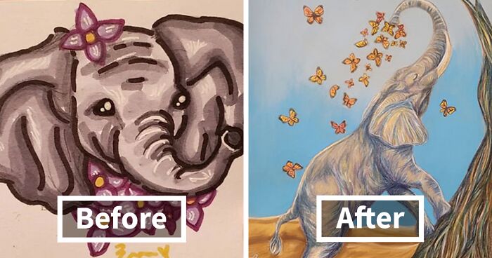 This Online Community Is Dedicated To Sharing Pics Of Artists’ Progress Over Some Period Of Time (65 Pics)