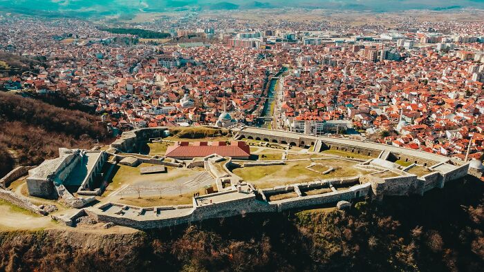 Kosovo city from above 