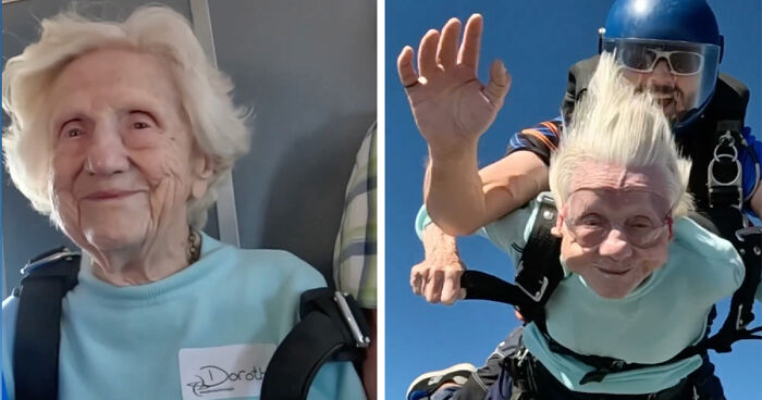 Centenarian Thrill-Seeker Takes the Plunge And Makes A World Record Skydive At 104