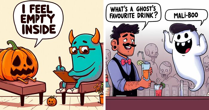 Trick Or Treat: Halloween-Themed Jokes I Put Into 13 Cartoons