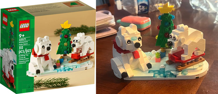 LEGO Wintertime Polar Bears: The perfect festive activity for the family, doubling as a unique Christmas decoration.