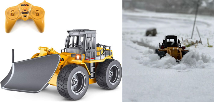 RC Truck Remote Control Snow Plow: Because conquering any terrain while plowing sand and light powdery snow gives them all the thrills, perfect for an adventure-driven Christmas gift.