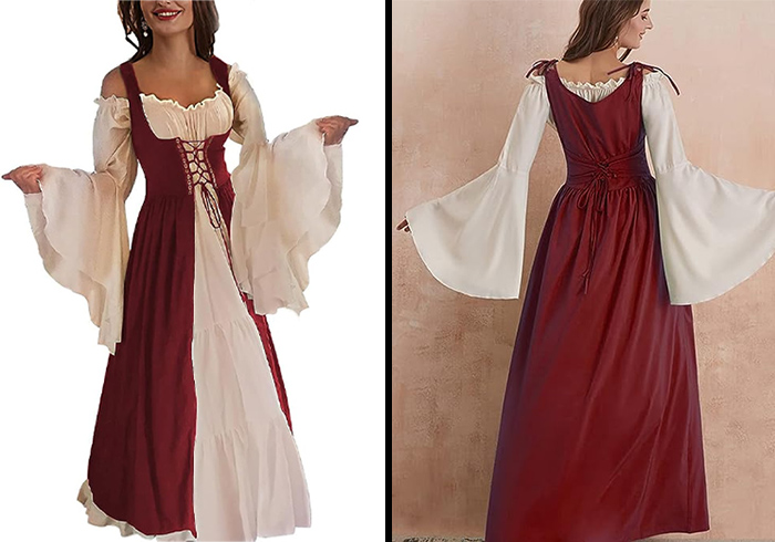Abaowedding Womens's Medieval Renaissance Costume Cosplay Over Dress