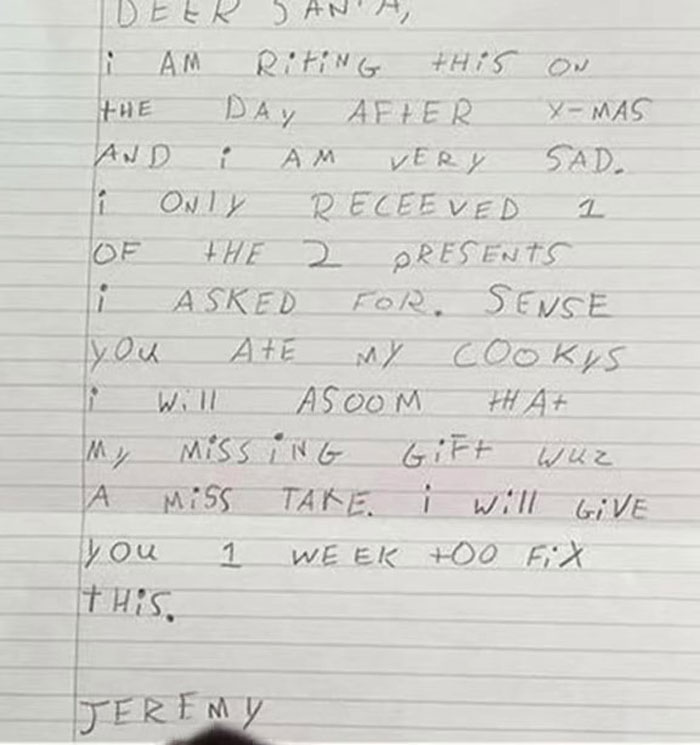 People Online Are Cracking Up Over This Kid's Honest-To-The-Core Letters To Santa