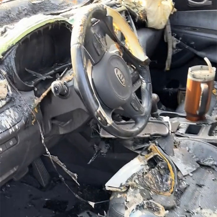 Stanley cup brand offers to buy woman knew car after viral video showing  her cup post-car fire