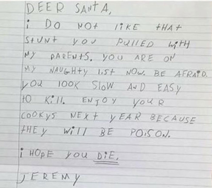 People Online Are Cracking Up Over This Kid's Honest-To-The-Core Letters To Santa