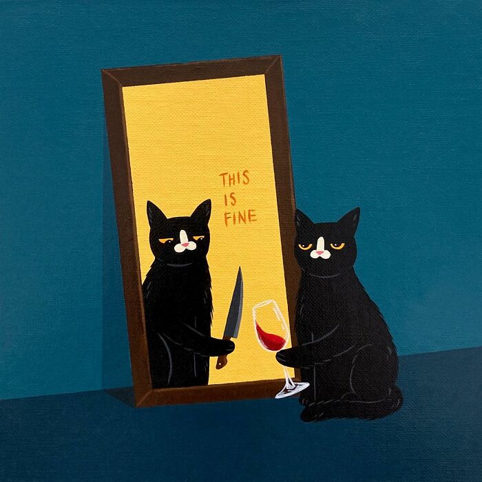 This Artist Blends Sarcasm With His Adopted Cat’s Attitude In His ...