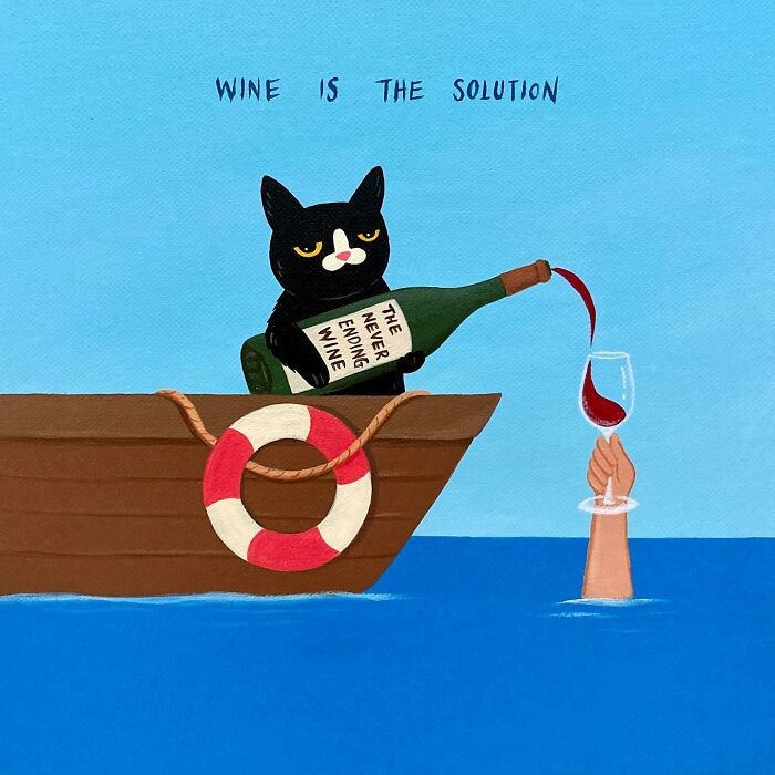 This Artist Blends Sarcasm With His Adopted Cat’s Attitude In His ...