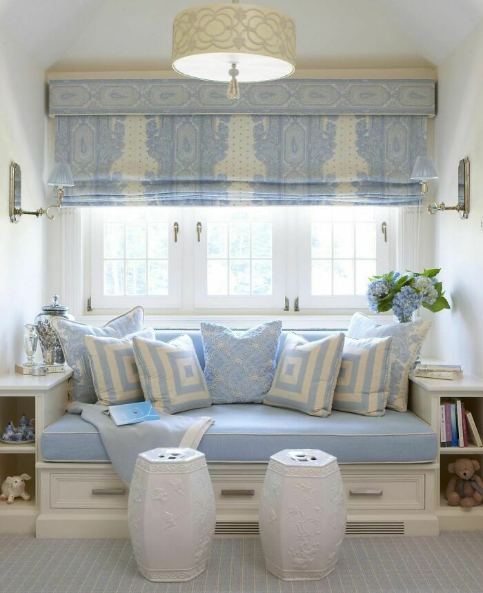 Bright blue window nook 