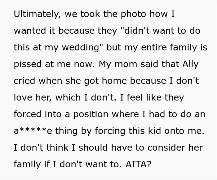 Woman Doesn’t See Girl Her Parents Took In As Family, Wants Family Wedding Picture Without Her