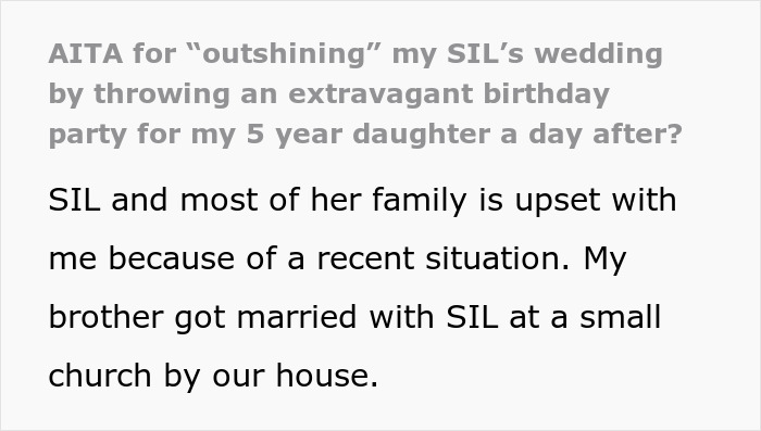 Woman Throws Kid's B-Day Party A Day After SIL's Wedding, Sparks Debate On Whether It's Appropriate