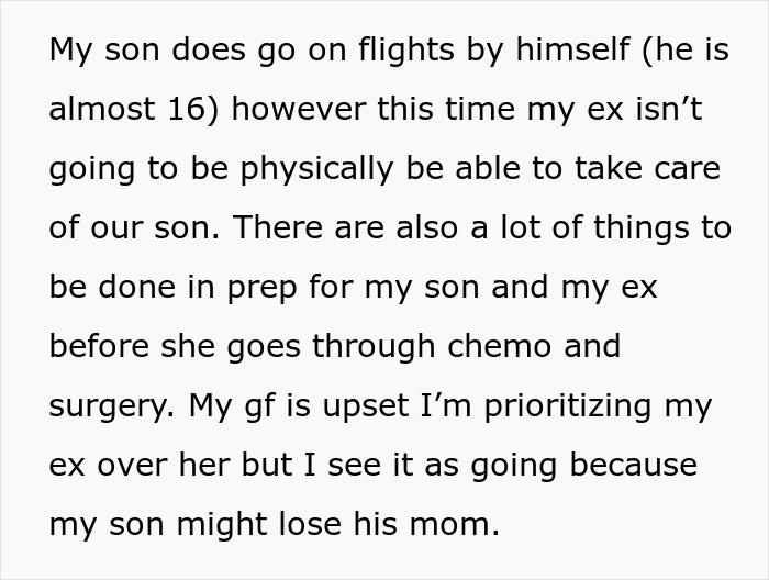 Woman Accuses BF Of Putting His Dying Ex-Wife Before Her Because He Postponed Their Vacation