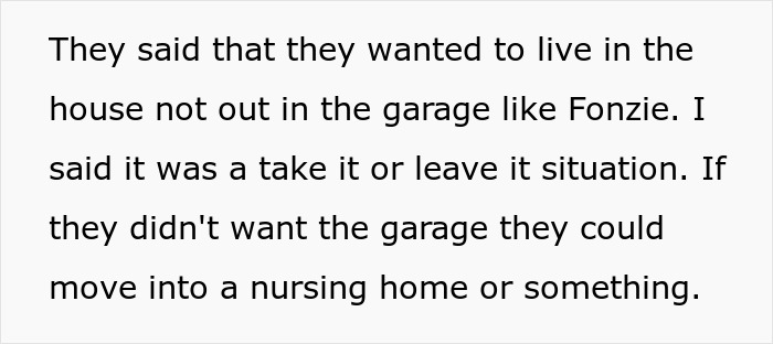 Parents Get Mad About Living In Daughter’s Totally Converted Garage, She Suggests The Nursing Home