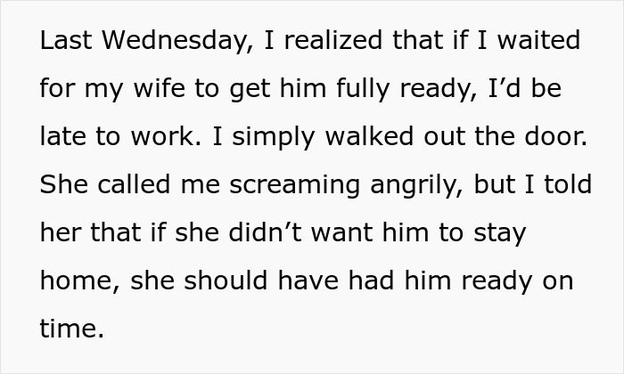 Guy With 2 Jobs Starts Simply Leaving When His Jobless Wife Can’t Get Son Ready In Time For Daycare