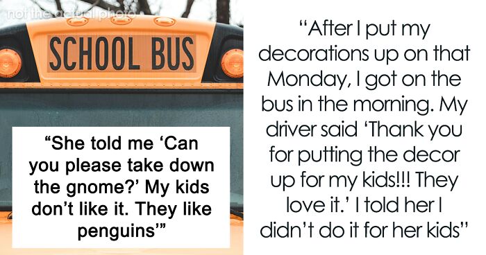 Kid Puts Up Decorations In His Yard, Entitled Bus Driver Tries To Micromanage Them