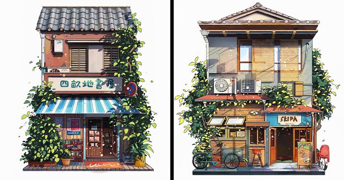 Google Street Views Of Japanese Houses Inspired This Artist To Illustrate Them (22 New Pics)