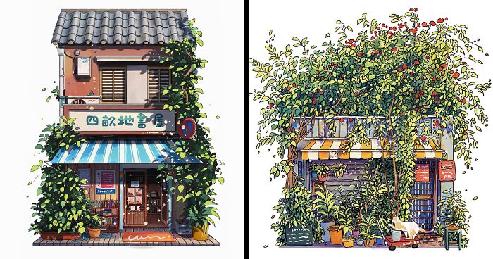 Artist Transforms Google Street Views Into Charming Japanese House Illustrations (22 New Pics)