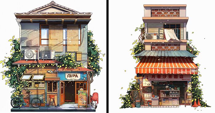 Google Street Views Of Japanese Houses Inspired This Artist To Illustrate Them (22 New Pics)