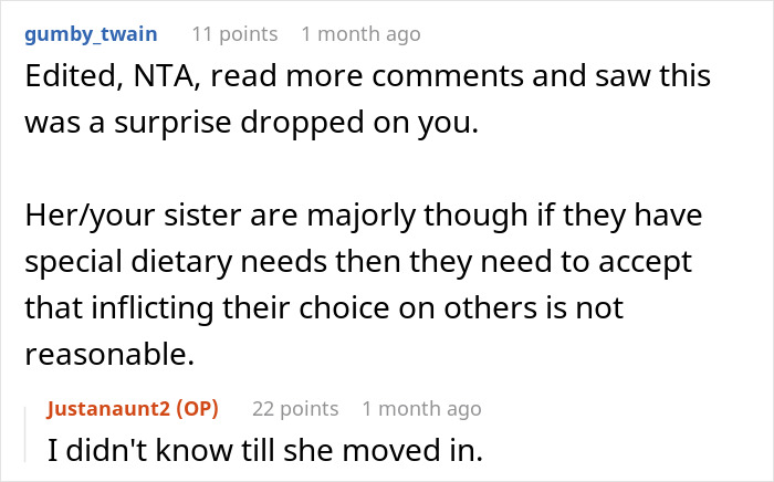 Woman Wonders If She’s A Jerk For Refusing To Cook Separately For Her Vegan Niece