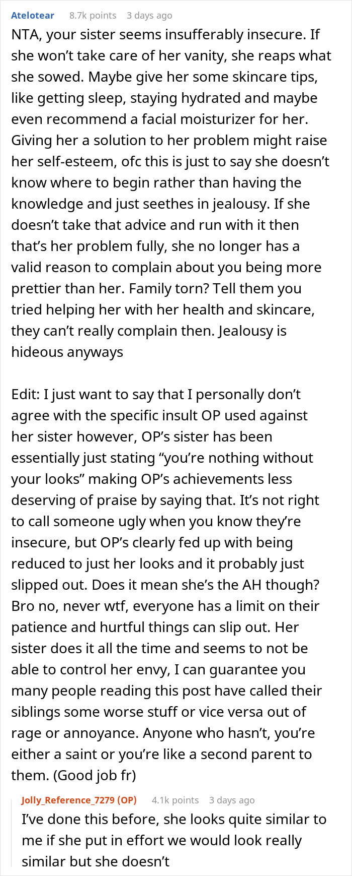 25 Y.O. Keeps Blaming "Pretty Privilege" For Sister's Success, Gets A Reality Check