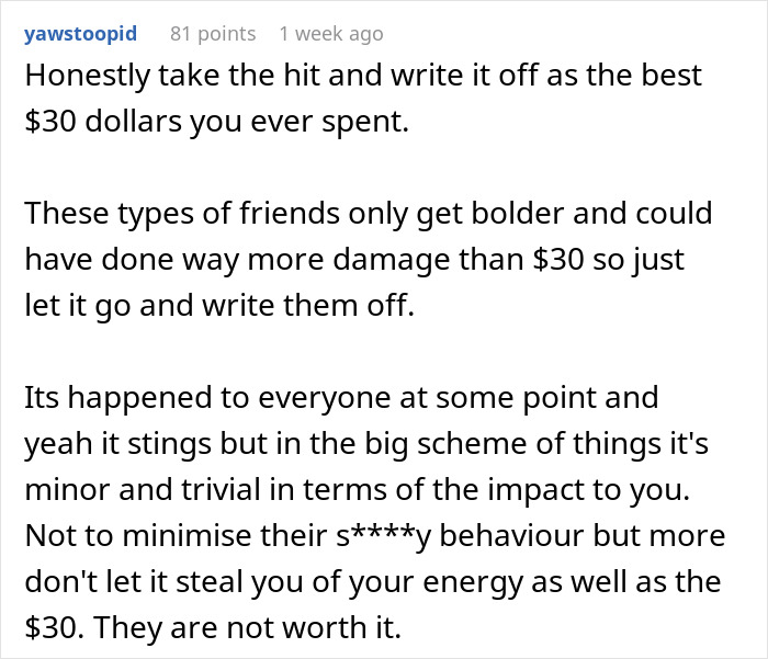 Person Loses $30 In Order To Discover Their Friends Are Not Really Their Friends