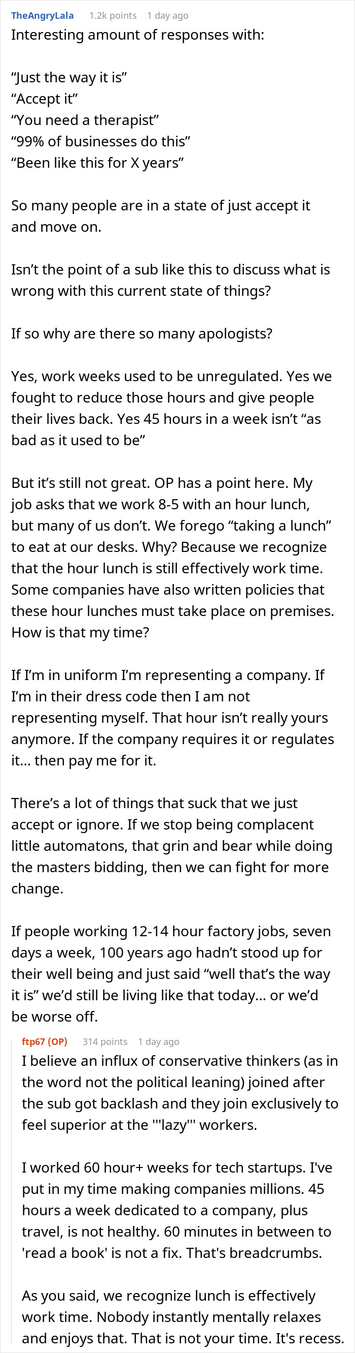 Employee Thinks Paid Lunch Their Hill To Die On, And The Internet, As It Turns Out, Is Very Divided