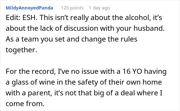 Wife Apologizes To Husband For Giving Wine To Their Teen Daughter But He Cannot Let Go Of It