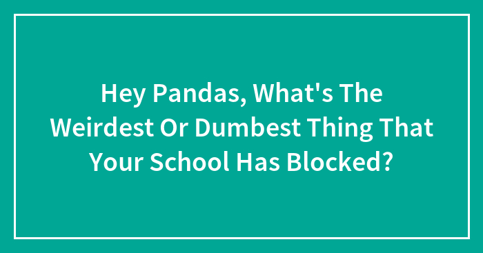 Hey Pandas, What’s The Weirdest Or Dumbest Thing That Your School Has Blocked? (Closed)