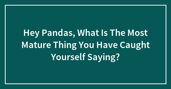 Hey Pandas, What Is The Most Mature Thing You Have Caught Yourself Saying? (Closed)