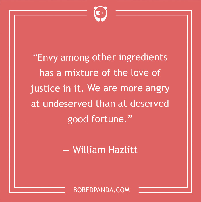 William Hazlitt quote on envy, love and justice 
