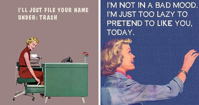 30 Relatable ‘Bluntcards’ Combining Dark Humor And Vintage Style